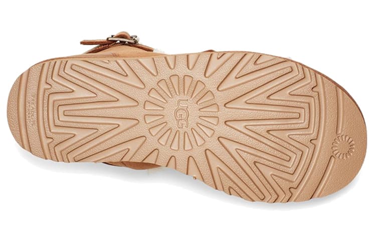 Коричневые женские ботинки UGG Dune Mini с пряжкой на флисовой подкладке