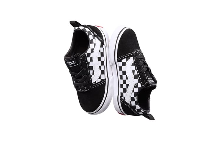 Устойчивые к истиранию низкие туфли для скейтборда Vans, черно-белые шахматные туфли для младенцев и малышей