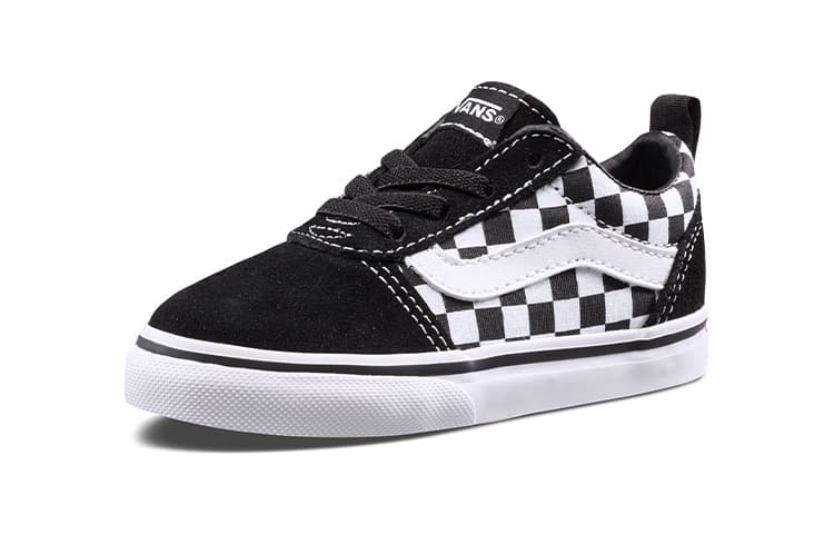 Устойчивые к истиранию низкие туфли для скейтборда Vans, черно-белые шахматные туфли для младенцев и малышей