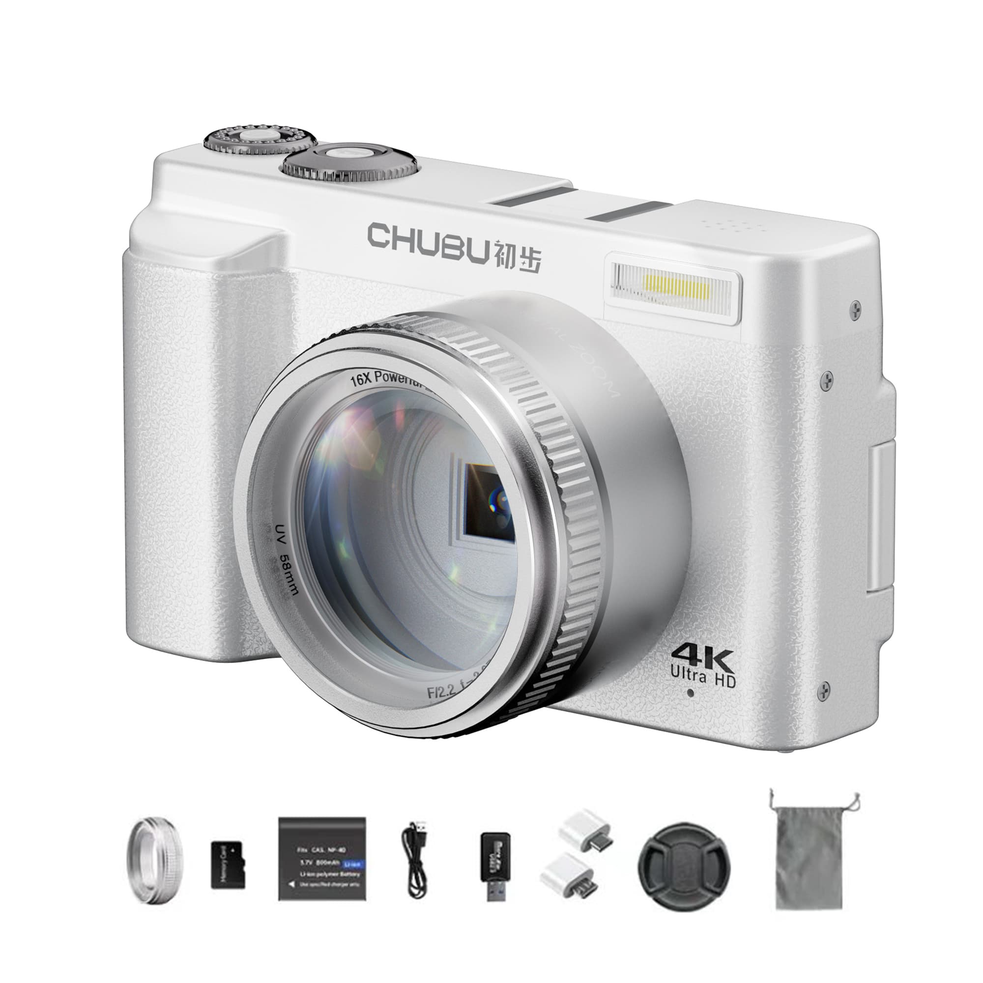 Preliminary DC 101 L AF White Digital Cameras Students Campus Entry Level Vlog Selfie 4K HD High Resolution