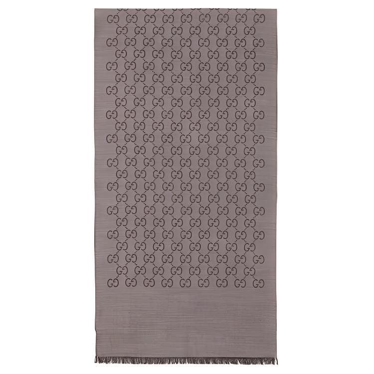 Женский шерстяной шелковый шарф GUCCI с логотипом GG, темно-коричневый