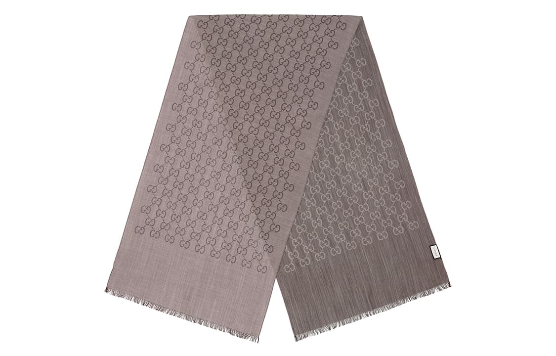 Женский шерстяной шелковый шарф GUCCI с логотипом GG, темно-коричневый