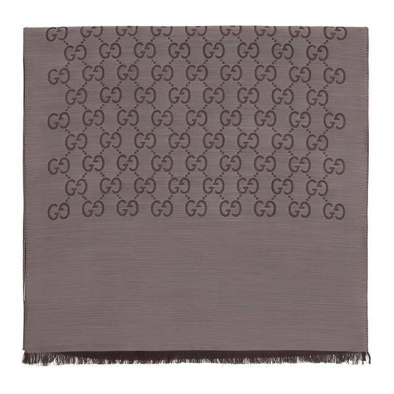 Женский шерстяной шелковый шарф GUCCI с логотипом GG, темно-коричневый