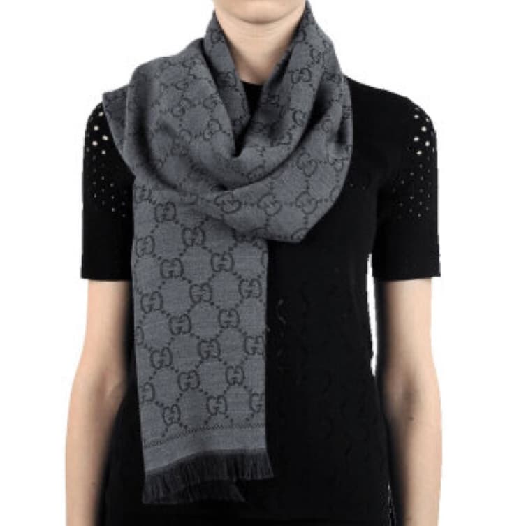 Вязаный шарф GUCCI Gg с жаккардовым узором