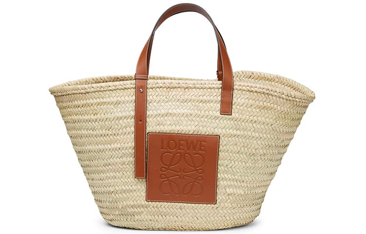 LOEWE Palm Leaf With Cow Leather One Shoulder Handbag Large Women's Natural & Tan