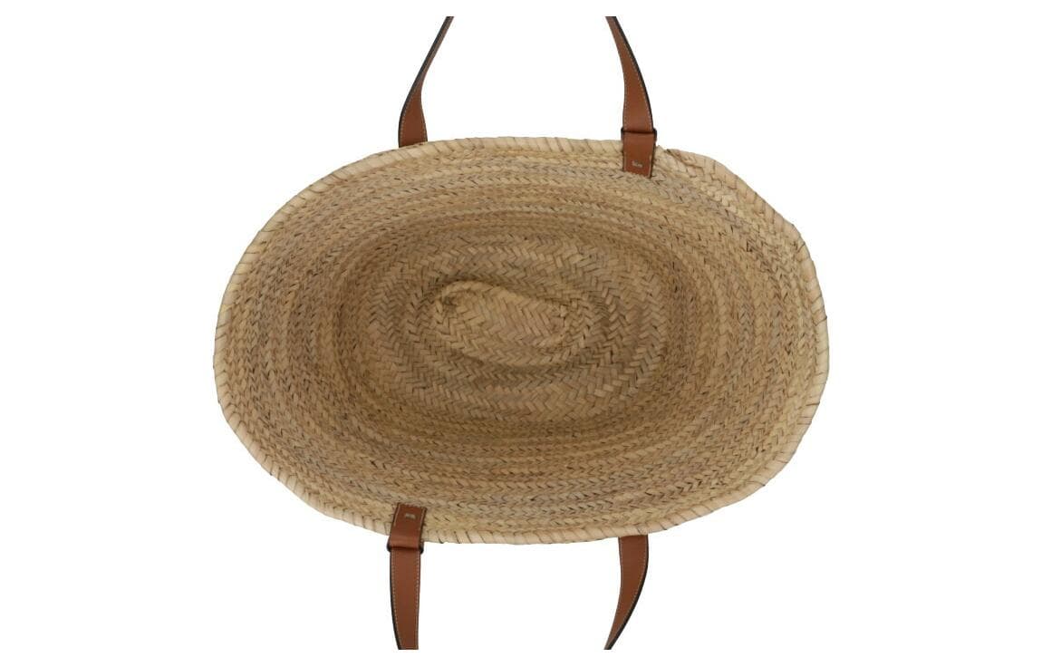 LOEWE Сумка на одно плечо из пальмового листа и коровьей кожи, большая женская, натурального и коричневого цвета