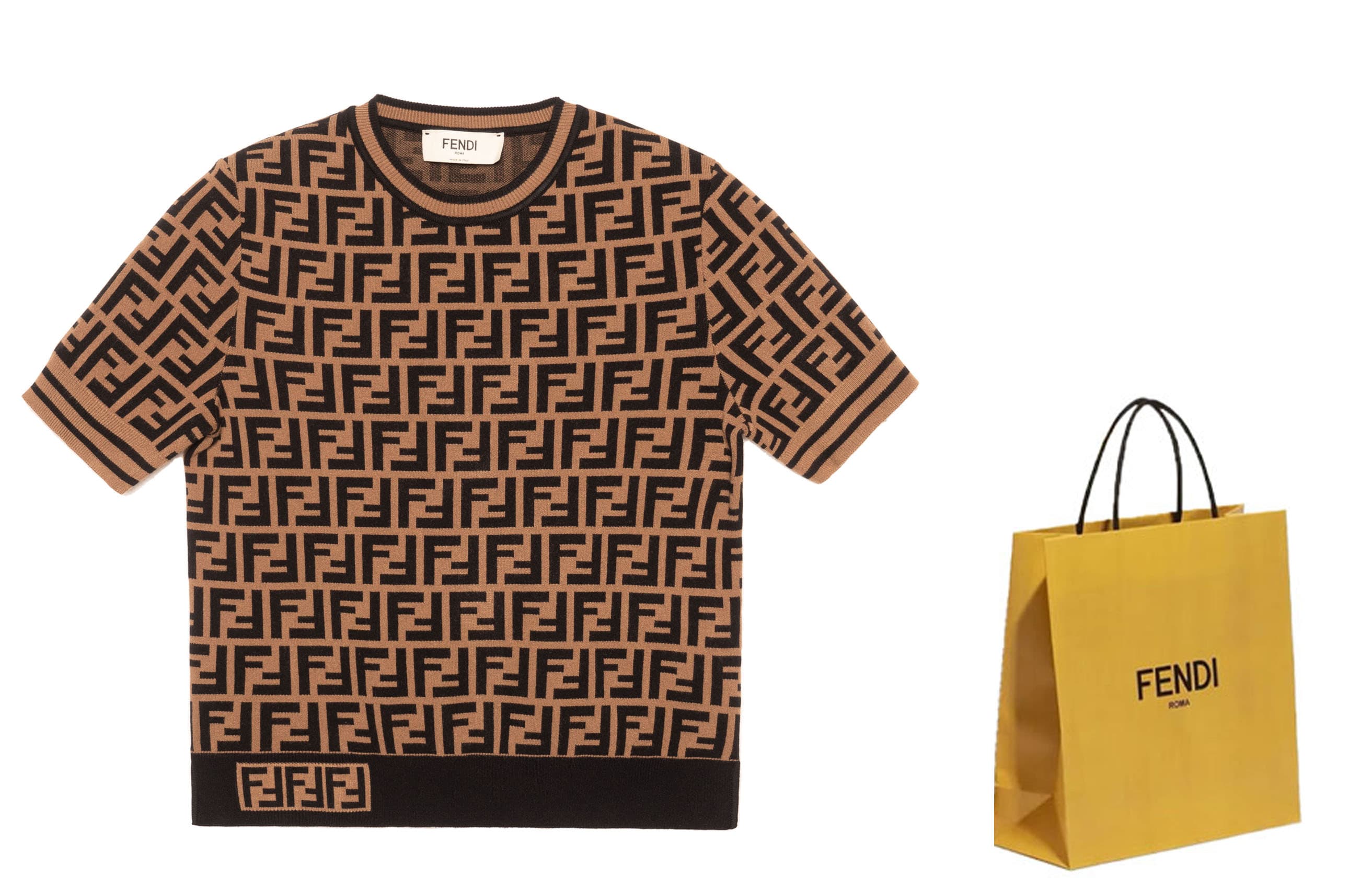 Женский тканевый свитер FENDI с мотивом FF