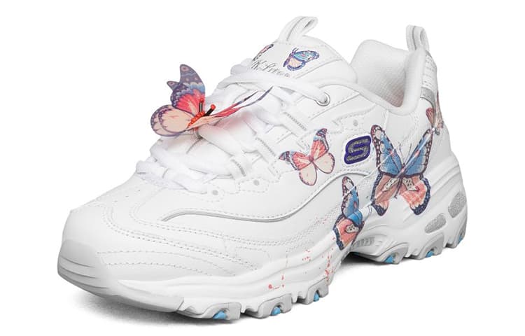 Skechers D'LITES 1.0 Низкие повседневные туфли женские белые разноцветные с бабочкой