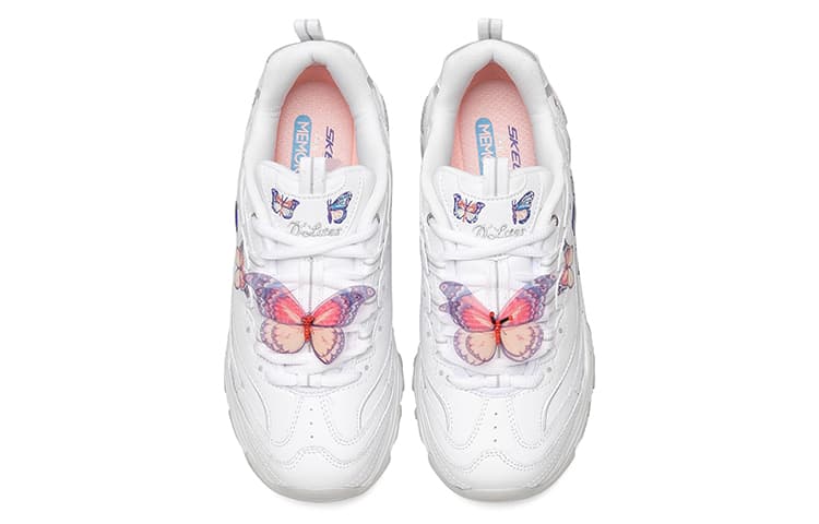 Skechers D'LITES 1.0 Низкие повседневные туфли женские белые разноцветные с бабочкой