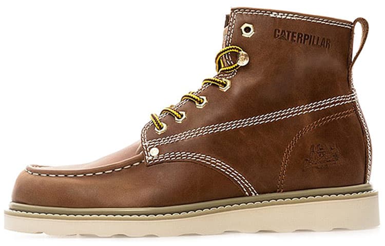 CAT Glenrock Mid Abrasion Resistant Slip Resistant Knee High Outdoor Boots Men's Brown Yellow