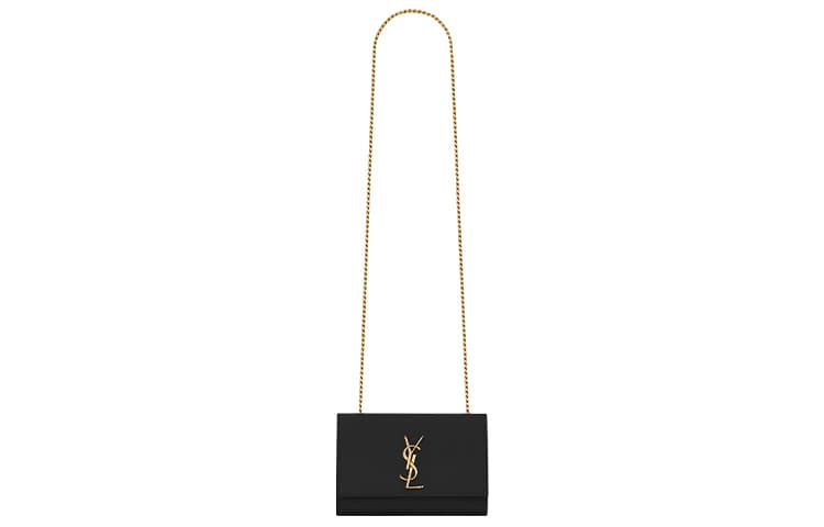 SAINT LAURENT KATE Grained Calfskin Shoulder Bag Small Women's Black