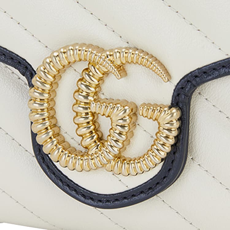 Женский стеганый кожаный кошелек с цепочкой GUCCI GG Marmont, сумка через плечо, сумка через плечо, белый цвет