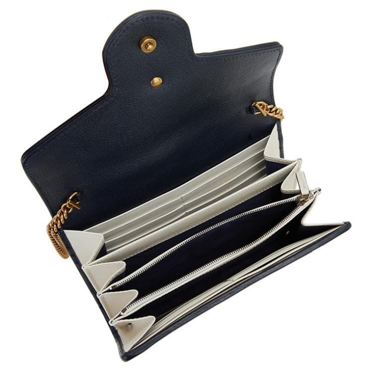 Женский стеганый кожаный кошелек с цепочкой GUCCI GG Marmont, сумка через плечо, сумка через плечо, белый цвет