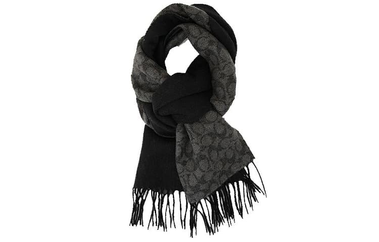 COACH Шерстяные вязаные шарфы мужские черные