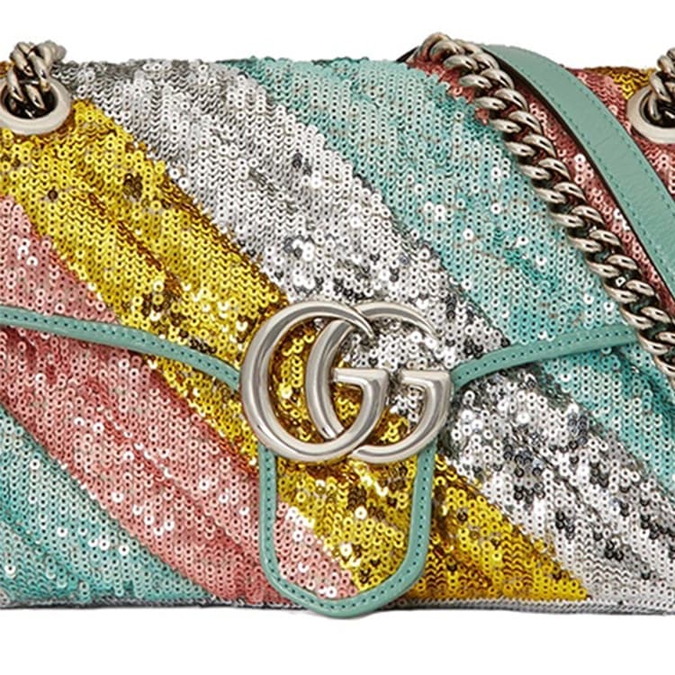 GUCCI Стеганая кожаная сумка через плечо с пайетками, женская сумка через плечо