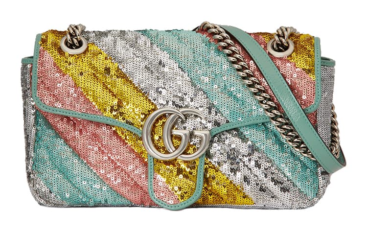 GUCCI Quilted Sequined Leather Crossbody Bag, Shoulder Bag Women's