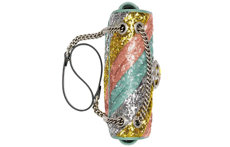 GUCCI Стеганая кожаная сумка через плечо с пайетками, женская сумка через плечо