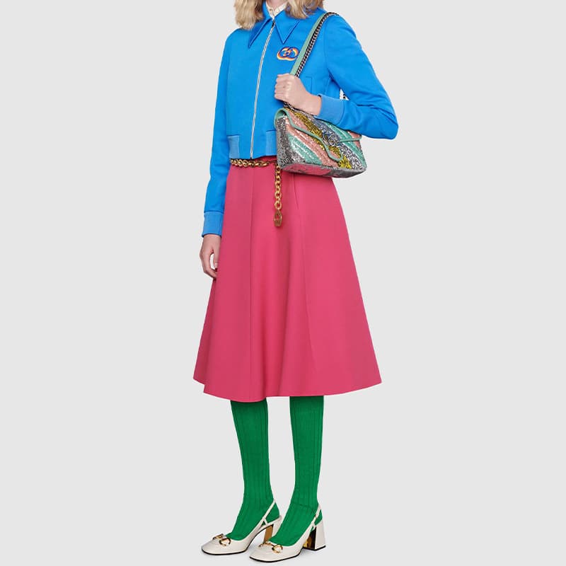 GUCCI Стеганая кожаная сумка через плечо с пайетками, женская сумка через плечо