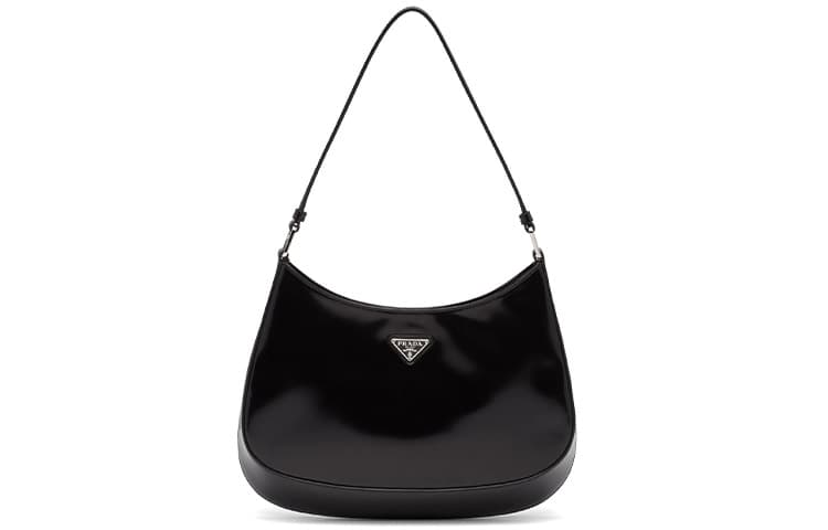 PRADA Cleo Leather Shoulder Bag, HOBO Bag, Handbag Medium Women's Black