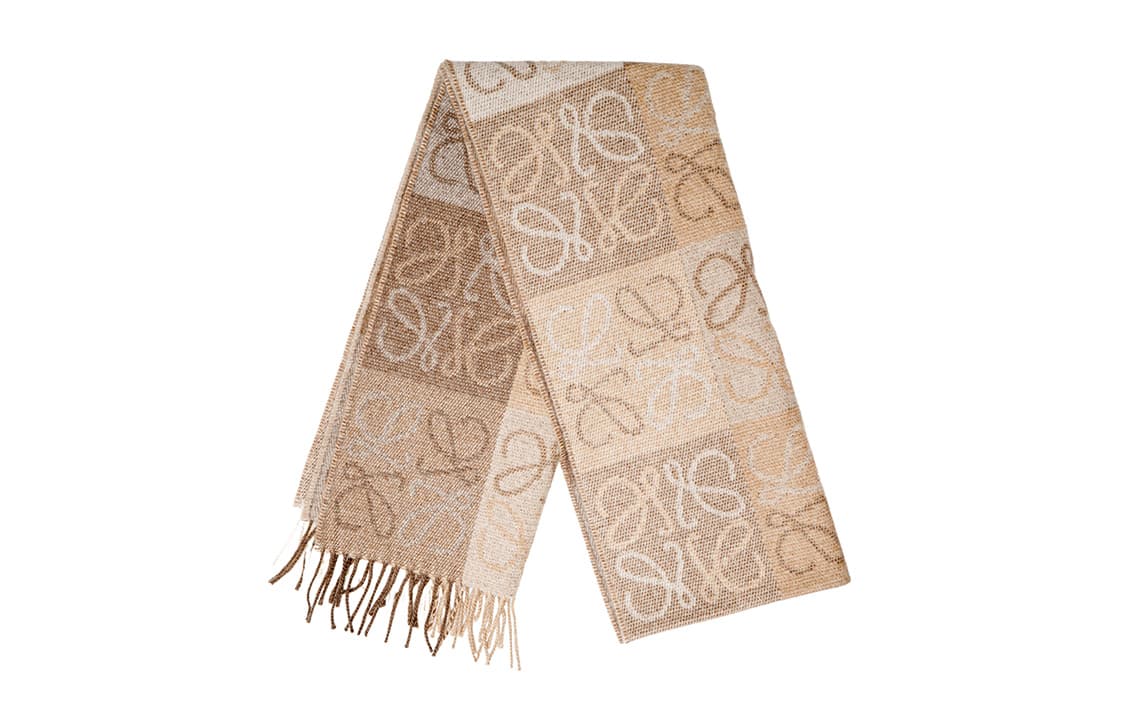 LOEWE Шерстяные вязаные шарфы женские белые бежевые