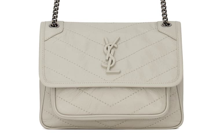 SAINT LAURENT Niki Baby Crinkled Vintage Blanc Vintage