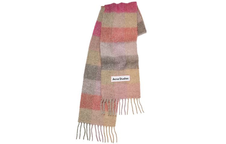 Acne Studios Logo Patch Checked Scarf