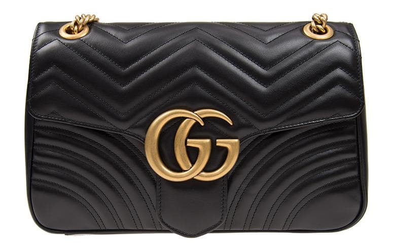 GUCCI GG Marmont Quilted Leather Crossbody Bag, Shoulder Bag Women's Black
