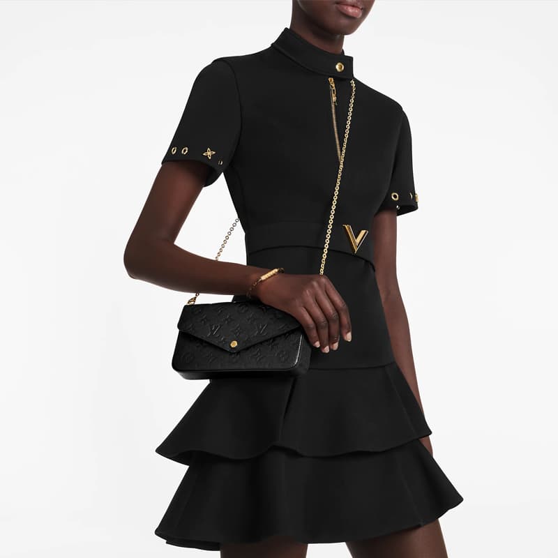 LOUIS VUITTON Клатч Felicie со вставкой на молнии Monogram Empreinte Черный