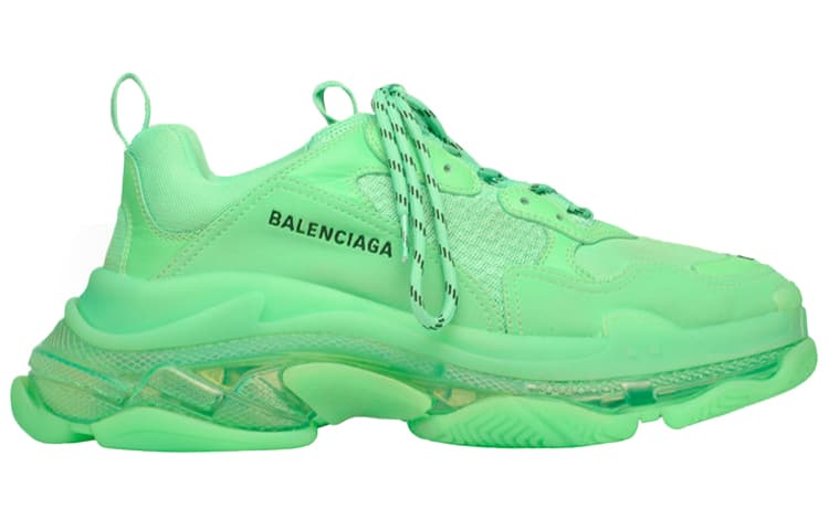 Balenciaga Triple S Мягкая неоново-зеленая прозрачная подошва