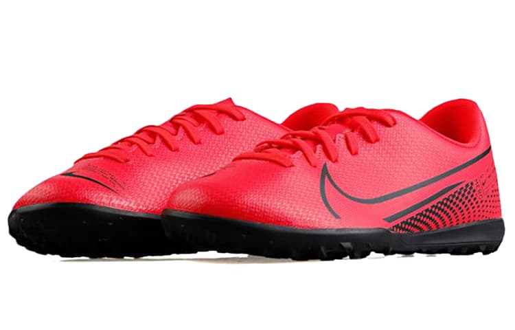 Nike Mercurial Vapor 13 CLUB TF JR Ткань Противоскользящая Износостойкая Низкая детская футбольная обувь Красный Черный Детский