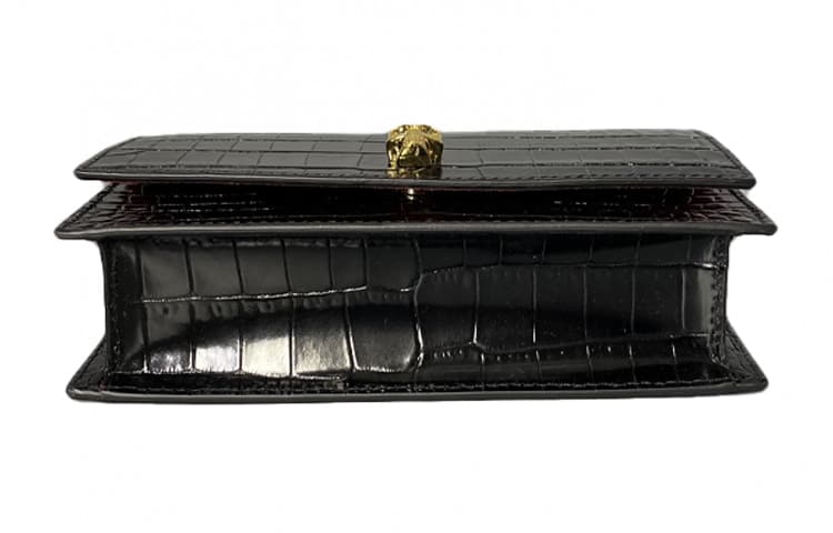 Alexander McQueen Кожаная сумка на цепочке с крокодиловым узором, женская сумка через плечо, черная