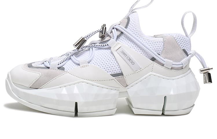 Jimmy Choo Diamond Height Increasing Low Top Casual Shoes Women's White