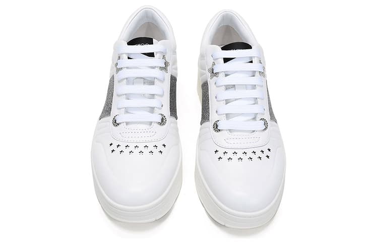 Jimmy Choo Hawaii Low Top Стильные туфли для скейтбординга женские белые серебристые