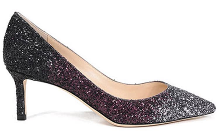 Jimmy Choo ROMY 60 Zhou Yangjie Туфли на высоком каблуке 6 см, женские серебристо-серые, фиолетовые, черные с градиентом