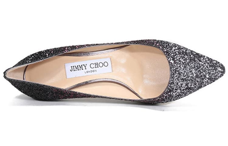 Jimmy Choo ROMY 60 Zhou Yangjie Туфли на высоком каблуке 6 см, женские серебристо-серые, фиолетовые, черные с градиентом