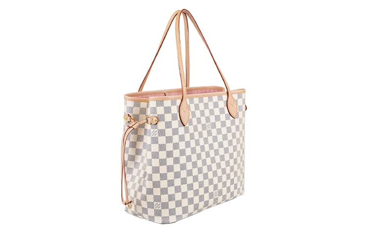 LOUIS VUITTON NEVERFULL Холщовая сумка-тоут из коровьей кожи с покрытием Сумка для покупок Комбинированная сумка на плечо Женская белая