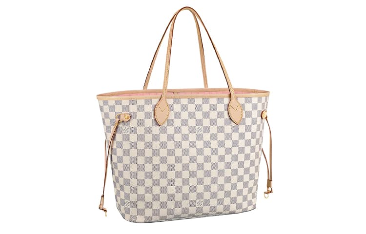 LOUIS VUITTON NEVERFULL Холщовая сумка-тоут из коровьей кожи с покрытием Сумка для покупок Комбинированная сумка на плечо Женская белая