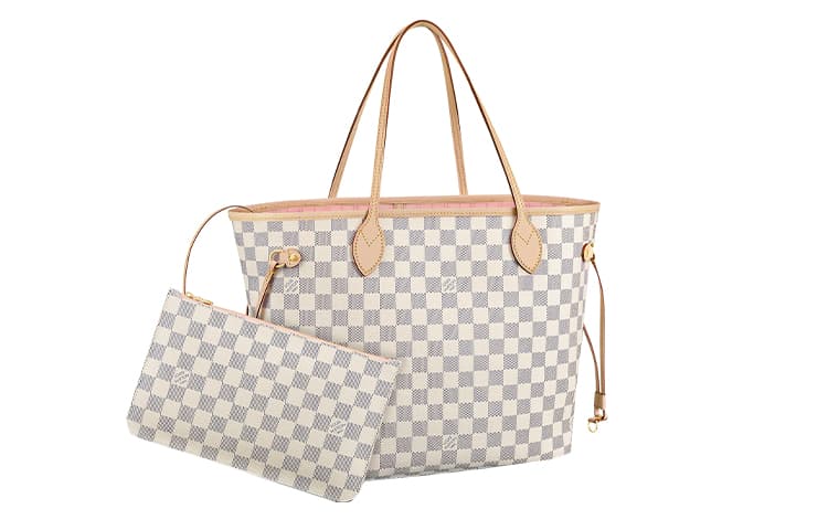 LOUIS VUITTON NEVERFULL Coated Canvas Cow Leather Tote Bag Shopping Bag Combo Handbag Shoulder Bag Women's White