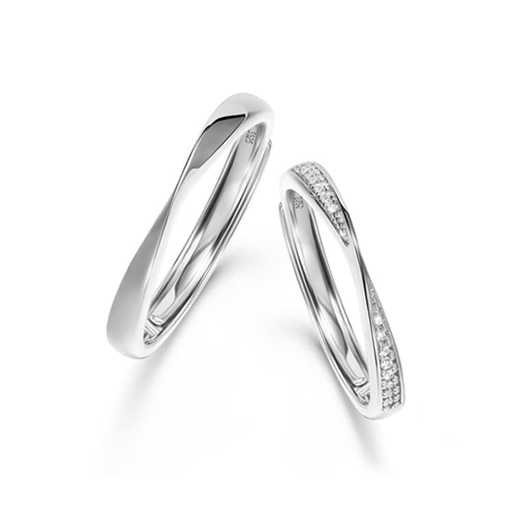 Пара серебряных колец FANCI S925 унисекс