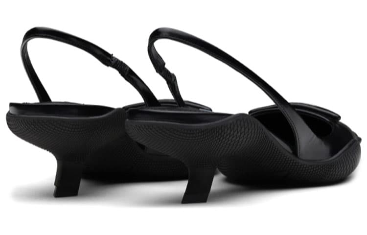 Туфли PRADA с ремешком на спине 30 мм, черная матовая кожа