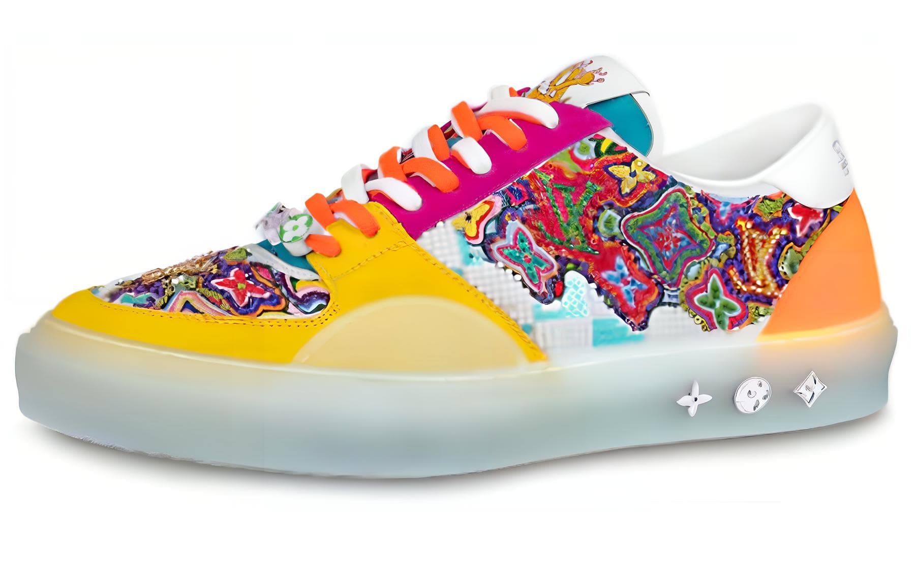 LOUIS VUITTON Ollie Suede Sequin Monogram Sneakers 'Yellow'