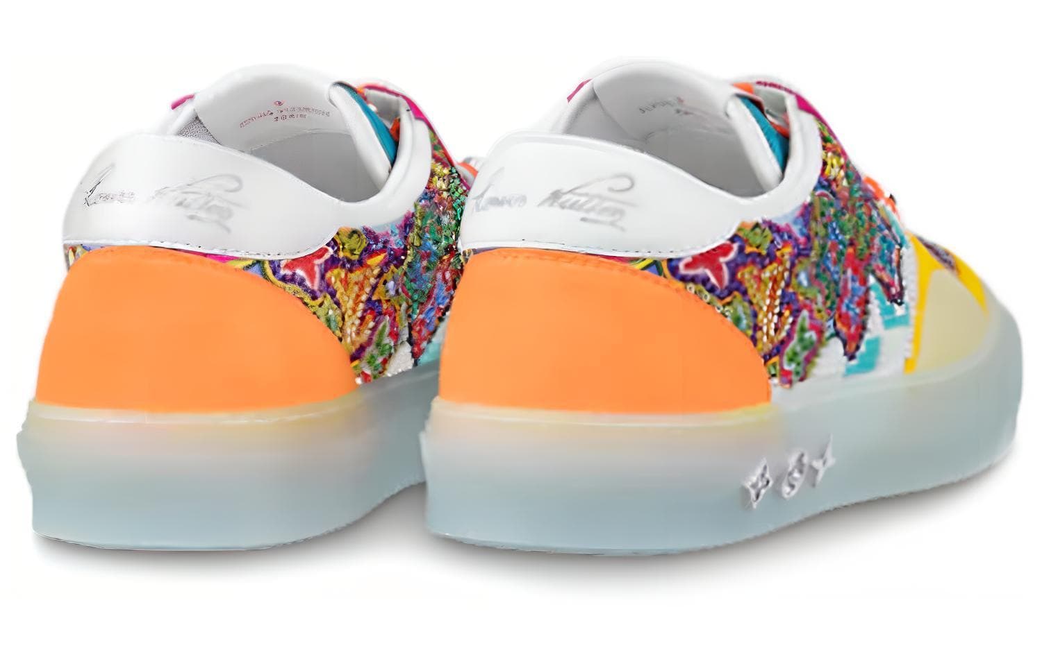 LOUIS VUITTON Ollie Замшевые кроссовки с монограммой и пайетками, цвет "Желтый"