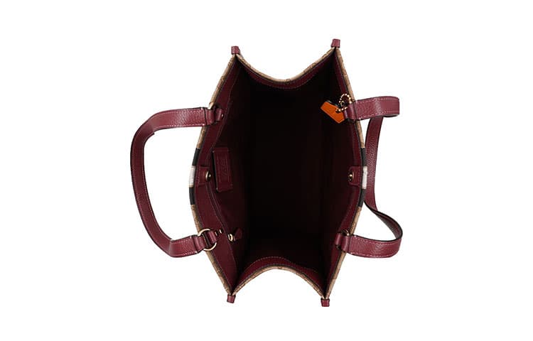 Кожаная большая сумка COACH Dempsey, сумка для покупок, сумка через плечо, женская, красного, оранжевого и коричневого цвета, большого размера