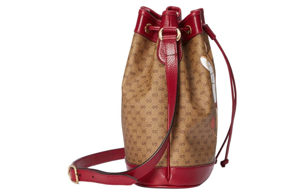 Женская парусиновая сумка GUCCI Doraemon Collaboration с кожаной сумкой-мешком, сумкой через плечо, сумкой через плечо