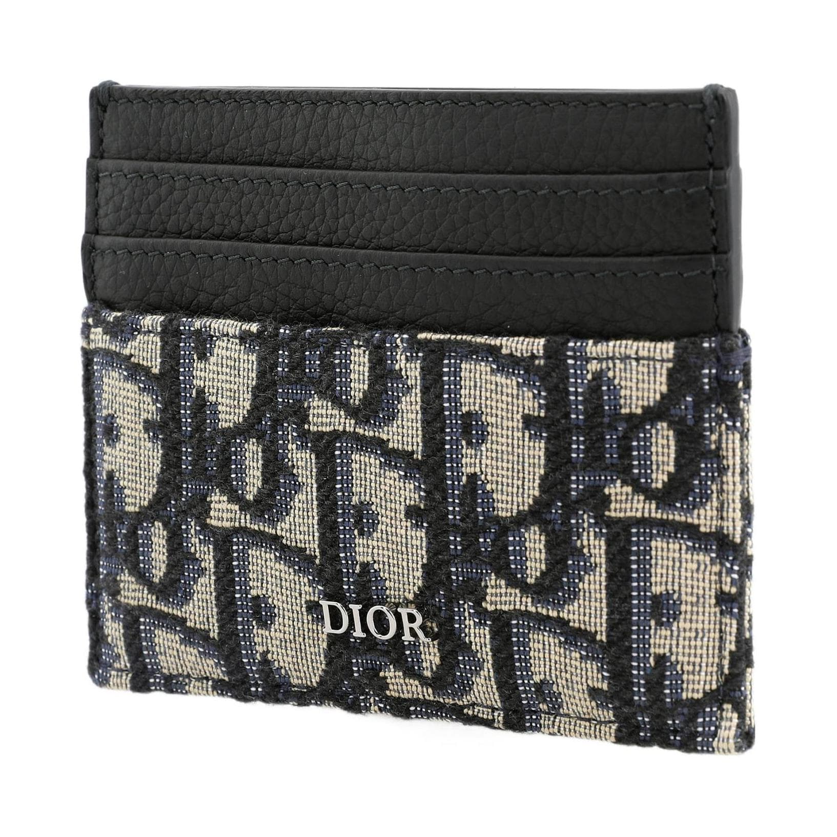 Визитница DIOR из жаккарда с вышивкой и телячьей кожей Визитница мужская, бежевый и черный