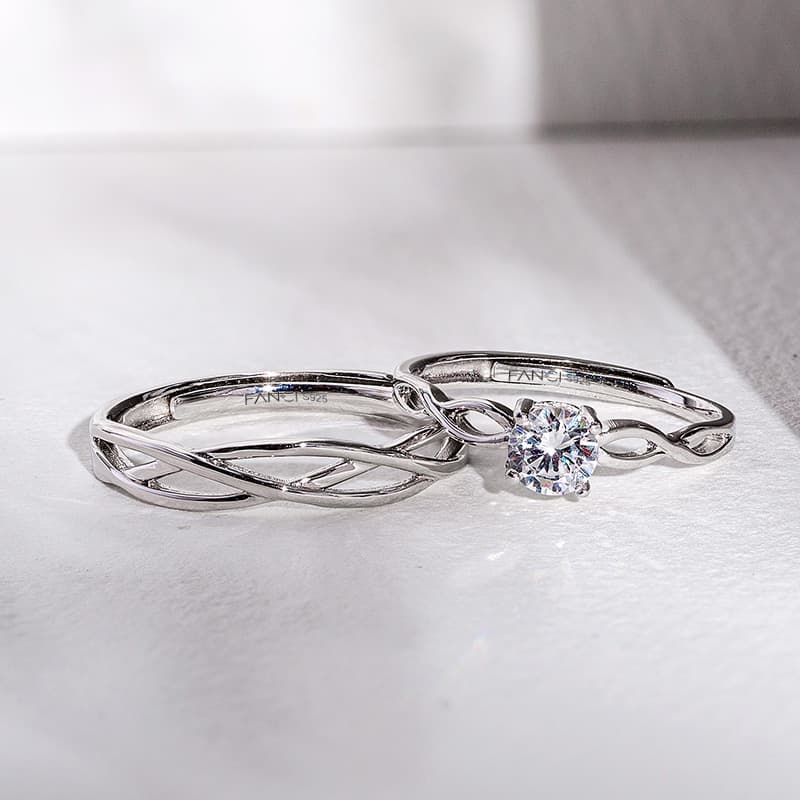 FANCI S925 Серебро с драгоценными камнями Пара колец унисекс