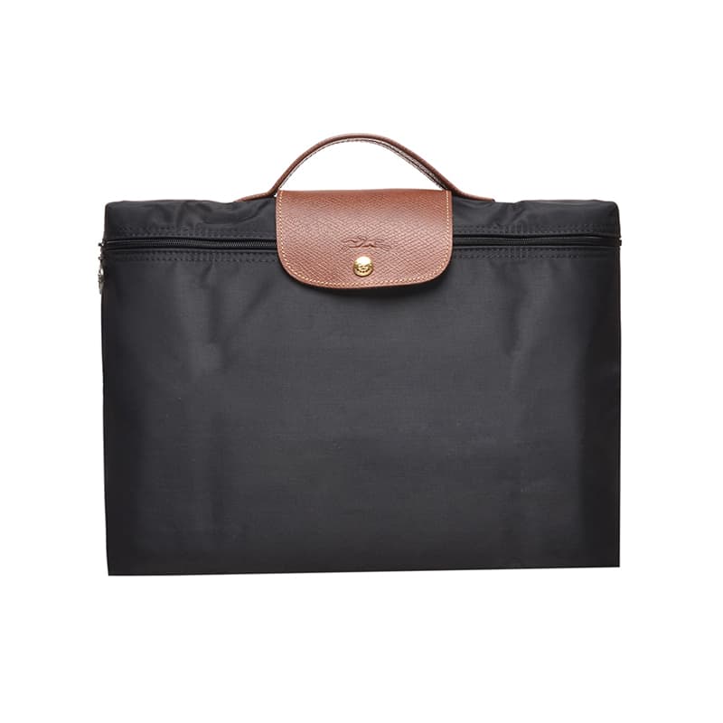 LONGCHAMP Le Pliage Canvas With Leather Trim Briefcase Handbag Clutch Trumpets Women's Black