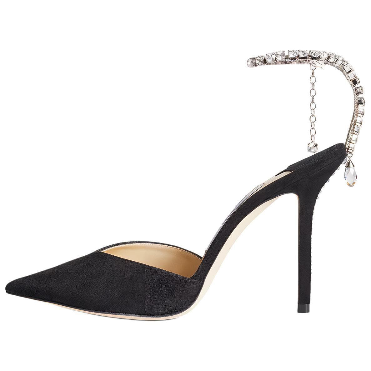 Jimmy Choo Saeda 100mm Pump Crystal Embellished Black Suede
