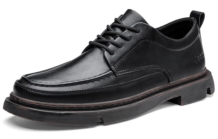 Jeep Повседневная кожаная обувь Мужские низкие кеды Черные