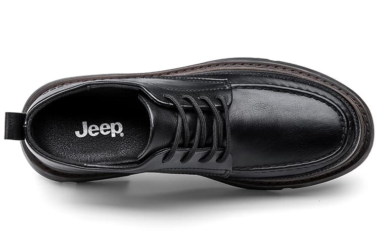 Jeep Повседневная кожаная обувь Мужские низкие кеды Черные